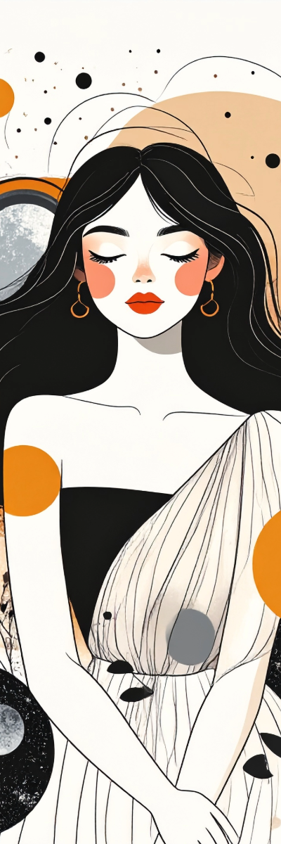 Laminiertes Lesezeichen | Träumerische Frau Illustration, Glossy, mit/ohne Quaste